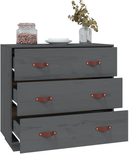 Συρταριέρα Κρεβατοκάμαρας mit 3 Schubladen Grey 80x40x75cm