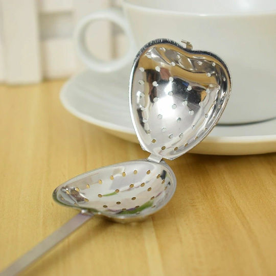 Heart Tea Filter Κουτάλι with Handle of Stainless Steel 1pcs