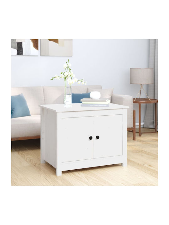 Rectangular Solid Wood Side Table White L71xW49xH55cm