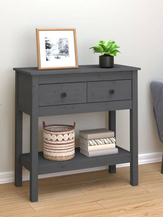 Solid Wood Console Table Gray L75xW35xH75cm