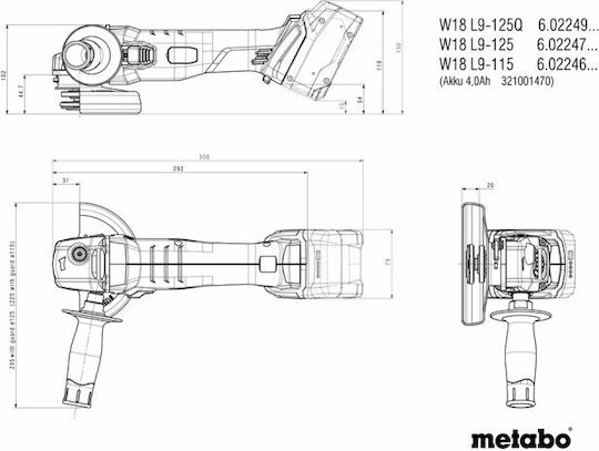 Metabo Combo Σετ Γωνιακός Τροχός, Κρουστικό Δραπανοκατσάβιδο & Πιστολέτο 18V με 3 Μπαταρίες 5.2Ah και Θήκη