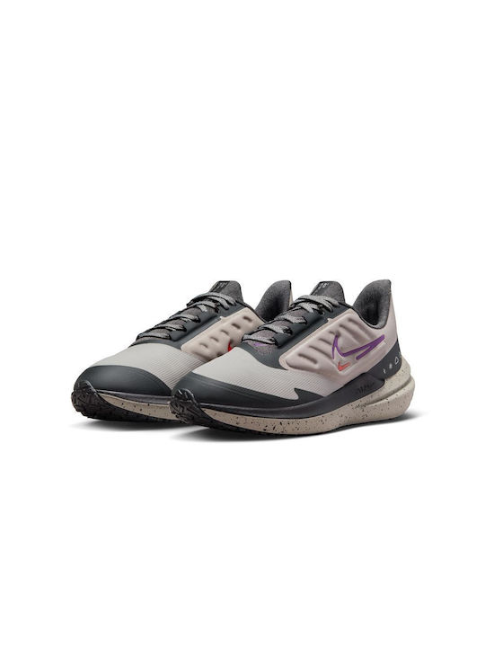 Air Winflo 9 Shield Sport Shoes Running Cobblestone / Dark Smoke Grey / Black / Vivid Purple