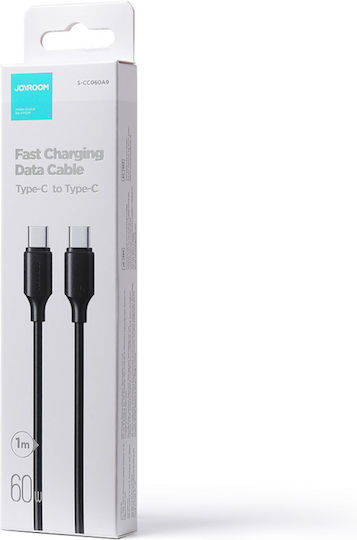 Joyroom S-CC060A9 USB 2.0 Cable USB-C male - USB-C 60W PD Μαύρο 1m
