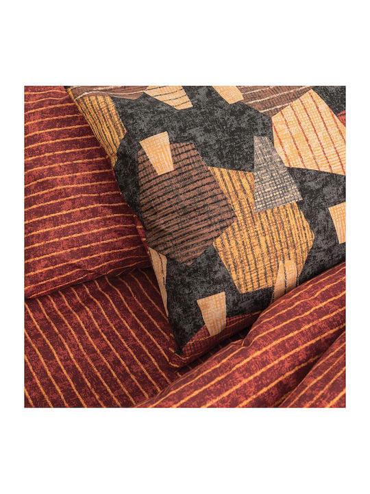 Palamaiki Set Cearșaf cu 1 Față de pernă Super dublu 240x260cm. Fashion Life FL6160 Portocaliu 2buc