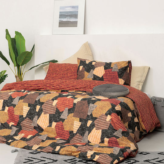 Palamaiki Sheet Set with 1 Pillowcase Super-Double 240x260cm. Fashion Life FL6160 Orange 2pcs