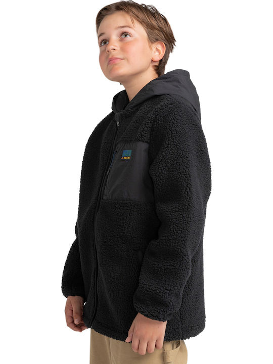 Kids Cardigan Fleece with Hood Black