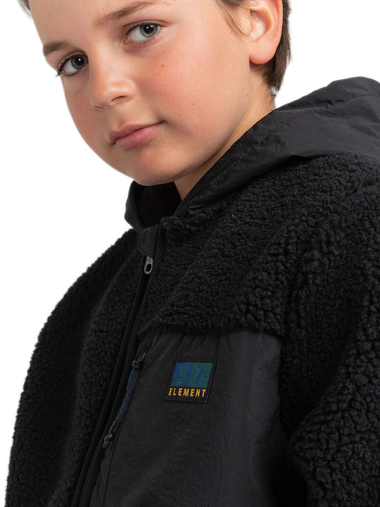 Kids Cardigan Fleece with Hood Black