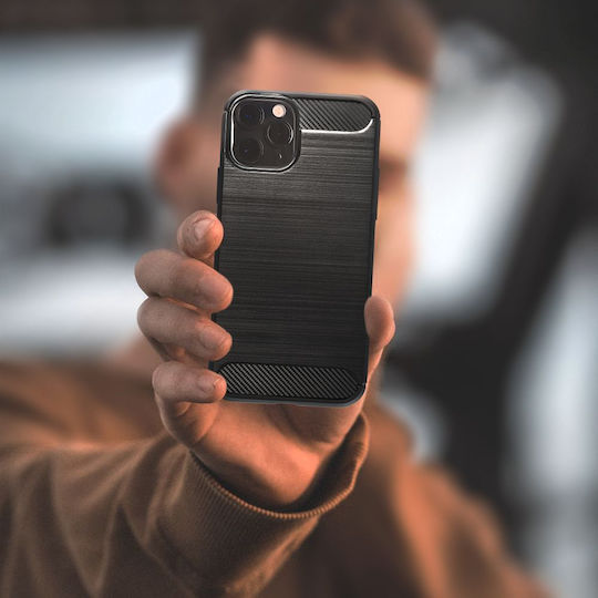 Sonique Brushed Carbon Back Cover Silicon / Plastic Negru (Redmi 9T)