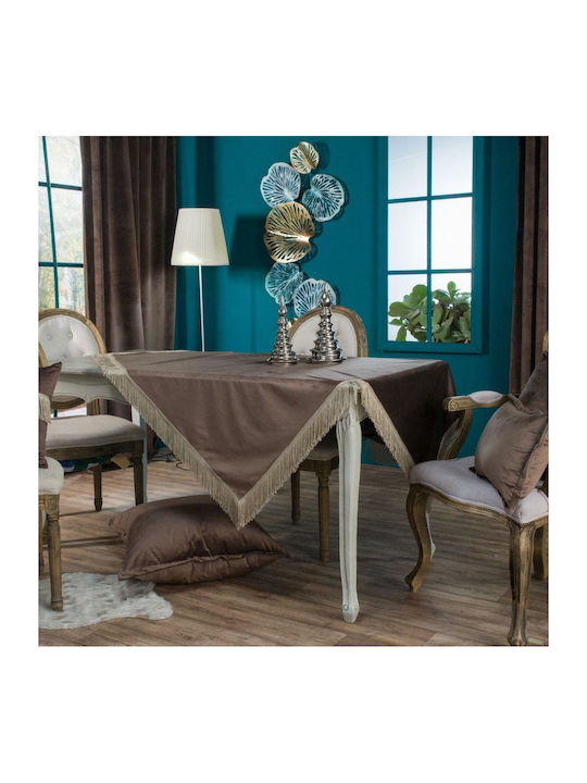 Teoran Checkered Velvet with Fringe 07 90x90cm