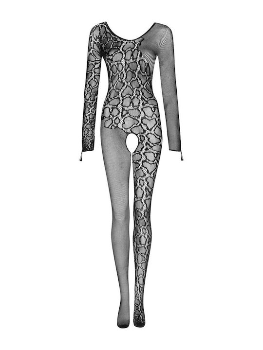 Obsessive Цели Калсони Мрежест с Отворен Чатал Bodystocking Черен