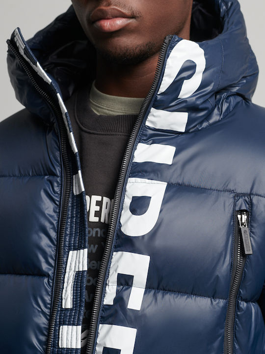 Superdry Mountain Men's Winter Puffer Jacket Waterproof Navy Blue