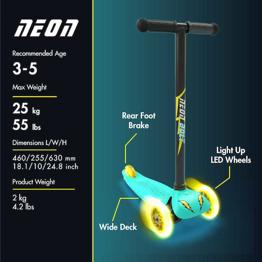 Y Volution Παιδικό Πατίνι Neon Bolt Τρίτροχο για 3+ Ετών Πράσινο