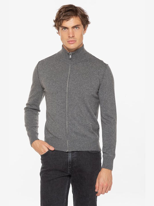 Trussardi Men's Cardigan with Zipper Gray