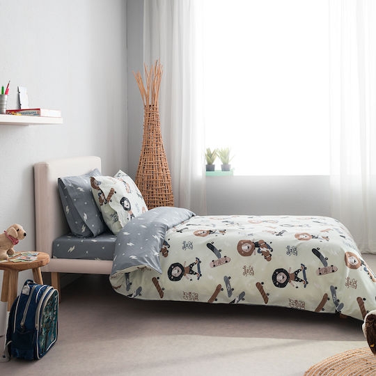 Vesta Home Παιδικό Πάπλωμα Διπλής Όψης Μονό Lion Γκρι 160x230εκ.