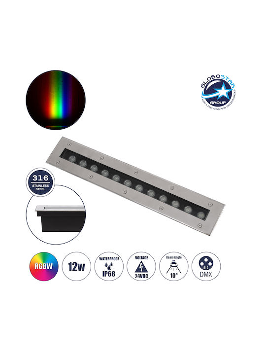 GloboStar Mina Outdoor Floor Lamp LED Wall Washer 12W RGBW IP68 Silver