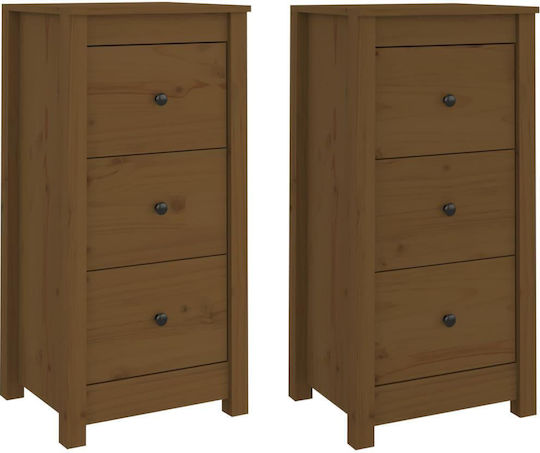 Drawers Storage Solid Wood with 2 Drawers Ink 2τμχ L40xW35xH80cm