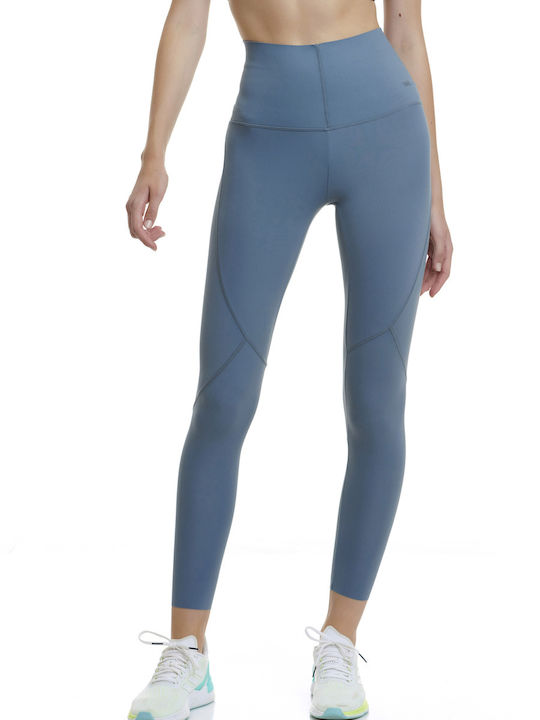 Leggings Pentru Instruire Colan Femei Cropped Strângere Talie Înaltă Albastre