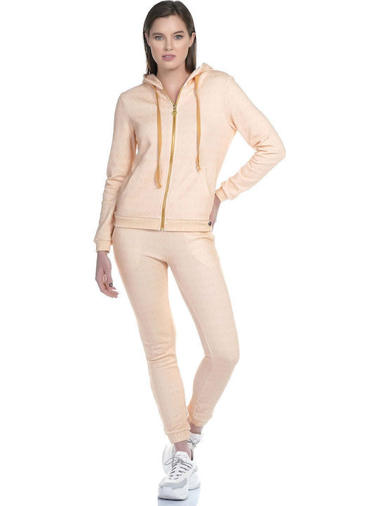 Bubble Logo Women's Sweatshirt Jacket Hooded Beige
