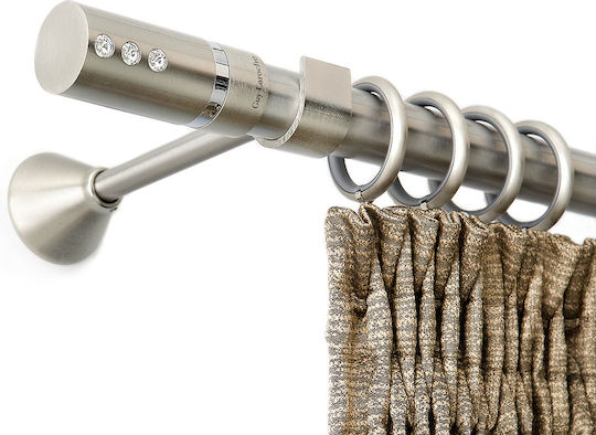 Anartisi Metallisch Vorhangstange Valeria Doppel mit Schiene Φ25mm 160cm Nickel Satin