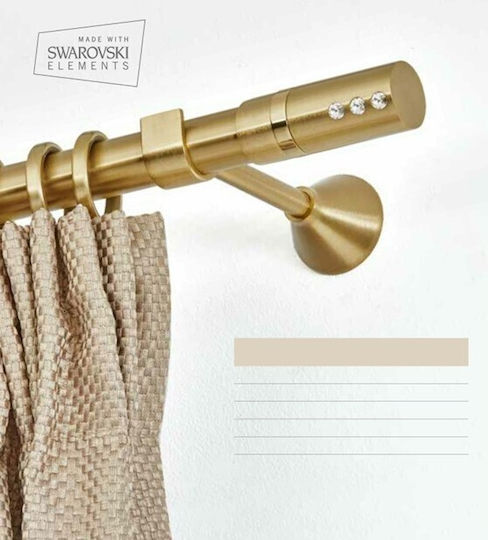 Anartisi Μεταλλικό Κουρτινόξυλο Valeria Μονό Φ25mm 360εκ. Oro Mat