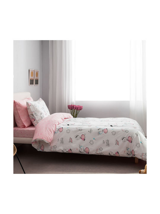 Vesta Home Cindy Kids Duvet Cover Set Single with Pillowcase Cotton Pink 170x240cm