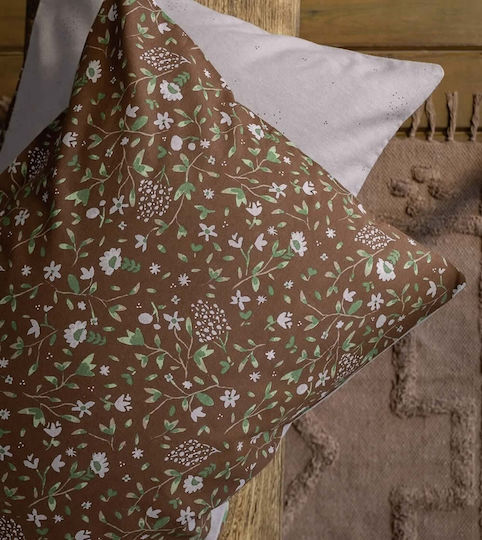 Nima Duvet Cover Set Cotton Single with Pillowcase 160x240 Wildflower Brown
