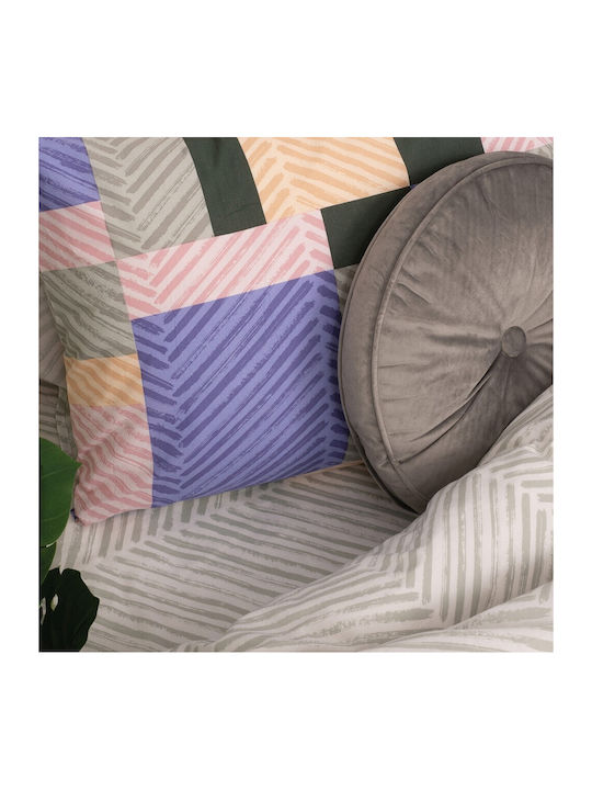 Palamaiki Duvet Cover Set Cotton Queen with 2 Pillowcases 240x250 Fashion Life FL6163 Purple