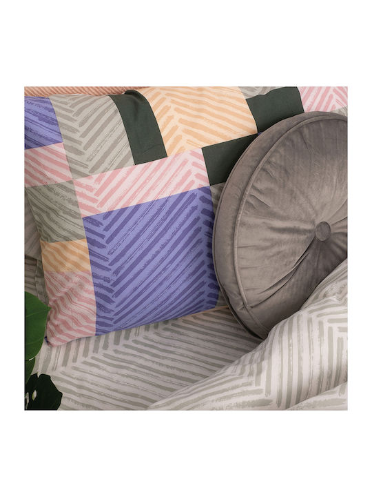 Palamaiki Duvet Cover Set Cotton Queen with 2 Pillowcases 240x250 Fashion Life FL6163 Purple