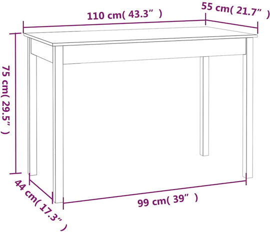 Kitchen Table Made of Solid Wood Natural 110x55x75cm