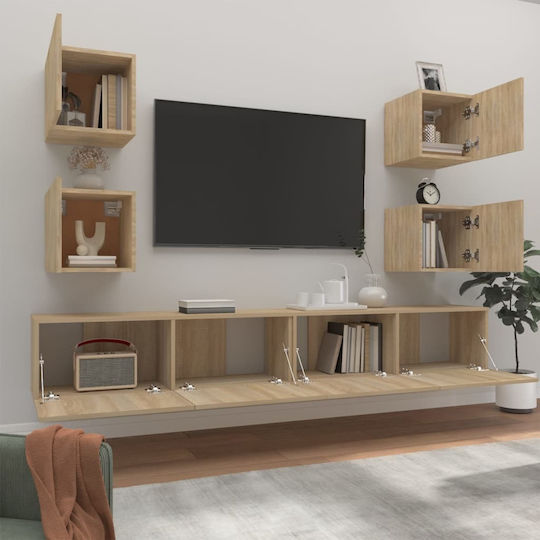 Животно помещение ТВ единица Sonoma Oak 6pcs Д100xШ30xВ30бр