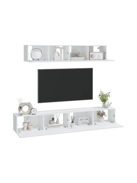 Living Room TV Unit White 4pcs L100xW30xH30cm