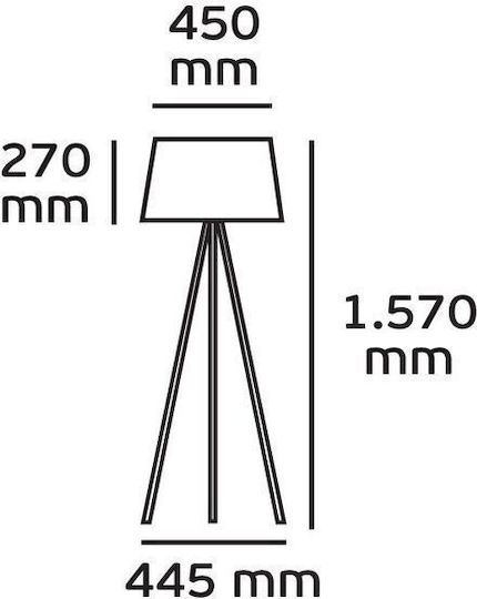 VK Lighting Floor Lamp H157xW45cm. with Socket for Bulb E27 Gray