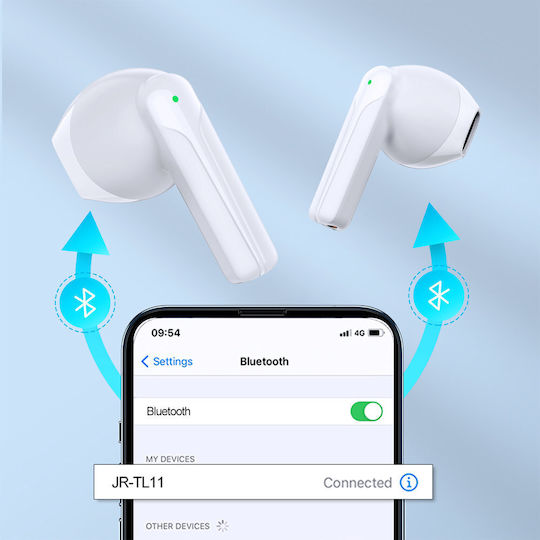Joyroom JR-TL11 Earbud Bluetooth Handsfree Earphones with Sweat Resistance and Charging Case White