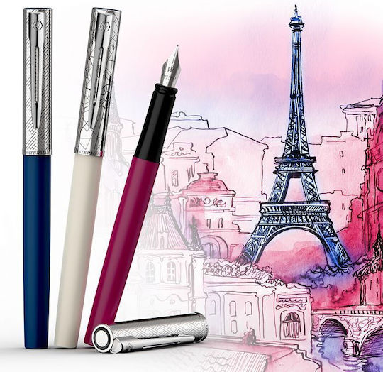 Waterman Allure DLX Писалка Fine 0.6mm Бяла от Inox с Червено Мастило