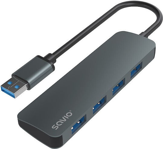 Savio Hub 3 Θυρών USB 3.1 με σύνδεση USB-A Γκρι