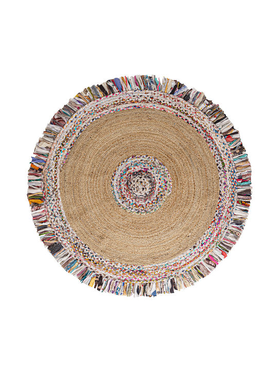 Guy Laroche Rugget Rug Round Summer with Fringes Multi