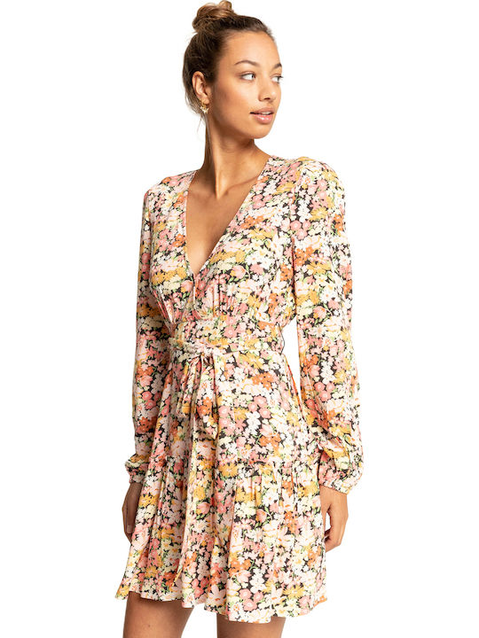 Golden Glow Καλοκαιρινό Mini Φόρεμα Κρουαζέ Floral