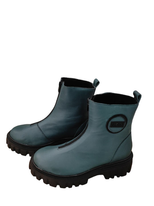 ΔΞΟΣ Leder Damen Knöchelstiefel Petrol