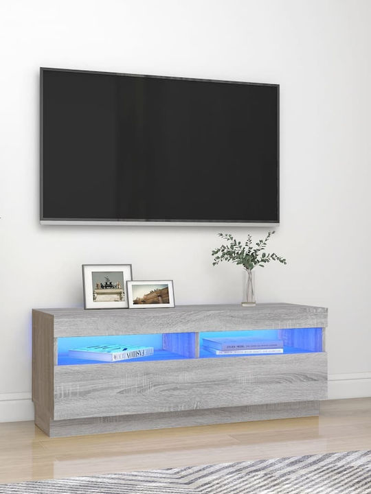 TV-Ständer mit LED-Beleuchtung Gray Μ100xΠ35xΥ40cm