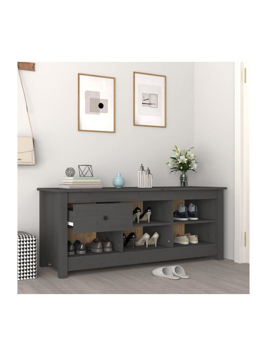 Schuhschrank aus Massivholz mit 5 Regalen Grey L110xW38xH45.5cm