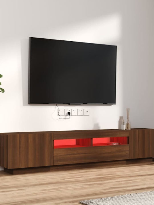 TV Stand Wooden with LED Lighting Brown Oak 2pcs L100xW35xH80cm