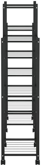 vidaXL Plant Stand Metal Black with Wheels 83cmx25cmx103.5cmcm.