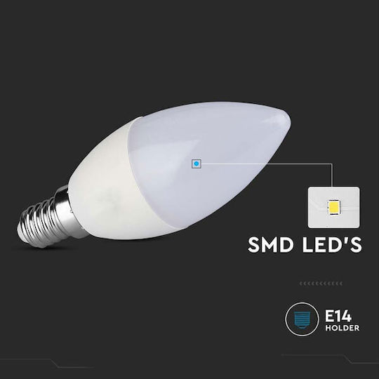 V-TAC LED Bulb 2.9W 102mm for Socket E14 and Shape C37 Natural White 250lm