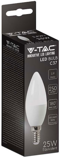 V-TAC LED Bulb 2.9W 102mm for Socket E14 and Shape C37 Natural White 250lm