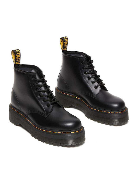 101 Quad Leather Women's Ankle Boots with Medium Heel Black