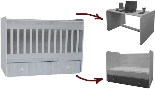 Beboulino Polymorphe Babybett Hera Eiche-Walnuss mit Matratze & Schublade