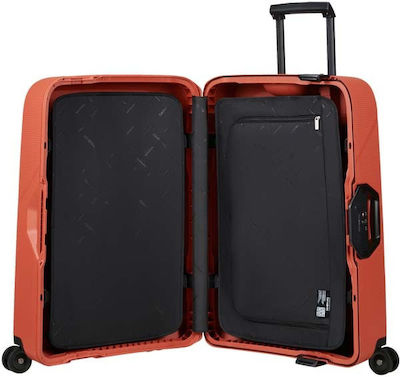 Samsonite Magnum Eco Spinner Mittlerer Koffer Hart Orange mit 4 Räder Höhe 69cm