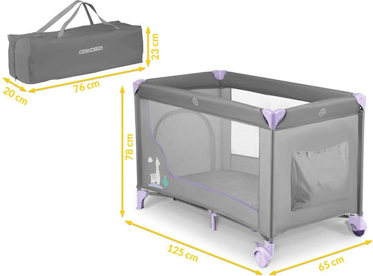 Ricokids RK-240 Кошара за игра с Матрак Grey-Lavender 125x65см