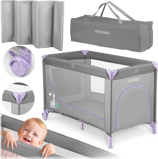 Ricokids RK-240 Кошара за игра с Матрак Grey-Lavender 125x65см