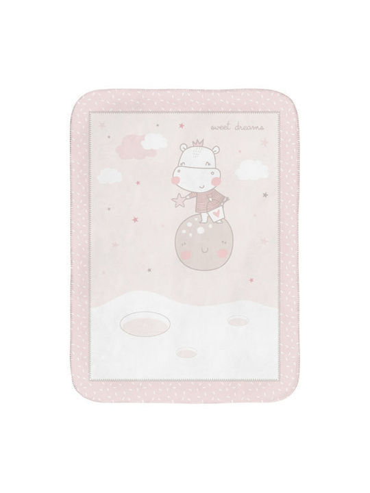 Kikka Boo Blanket Cot Hippo Dreams Fleece Pink 110x140cm